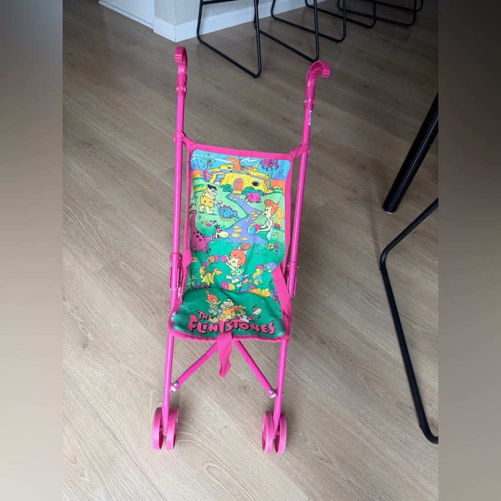Vintage 1993 Sky Kids The Flintstones Toy Doll Stroller Pink 90s Nostalgia - Picture 2 of 12
